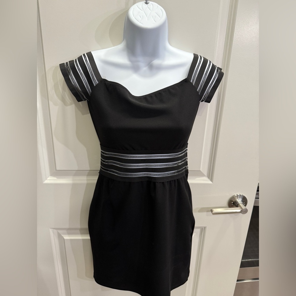 Elegant Black Dress with Silver Accents